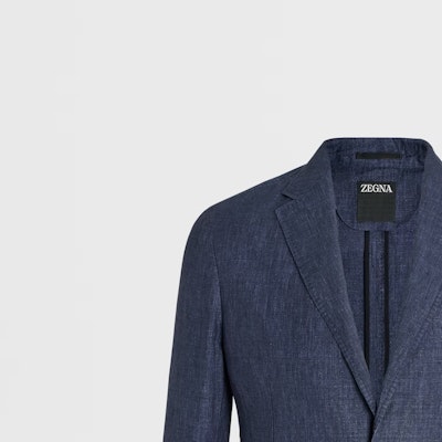 Zegna 深藍色簡約單排扣休閒西裝外套 UBC40A5-SLF-100 Sizing Zegna 深藍色簡約單排扣休閒西裝外套 UBC40A5-SLF-100