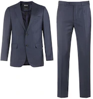 Order Zegna Solid Single-Breasted Long Sleeve Suit Set - Dark Blue 62203-8A6221-225