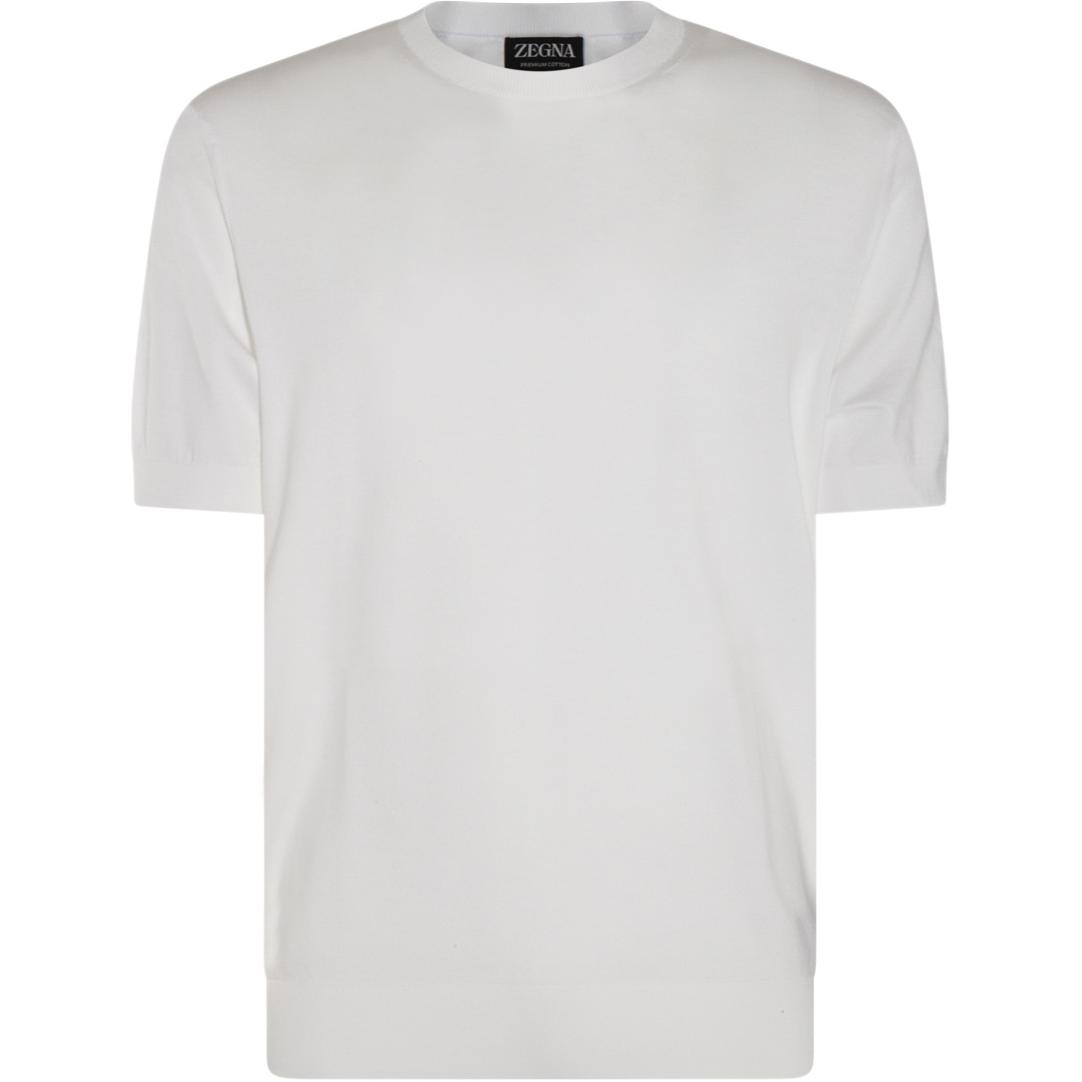 Zegna  Solid White Crewneck Slim Fit Short Sleeve T-Shirt E8C90A7-C10-N01