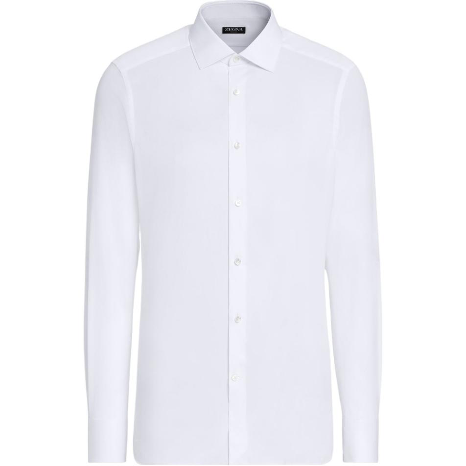 Order Zegna  Solid White Long Sleeve Button-Down Shirt. CT1500-9MS0MT