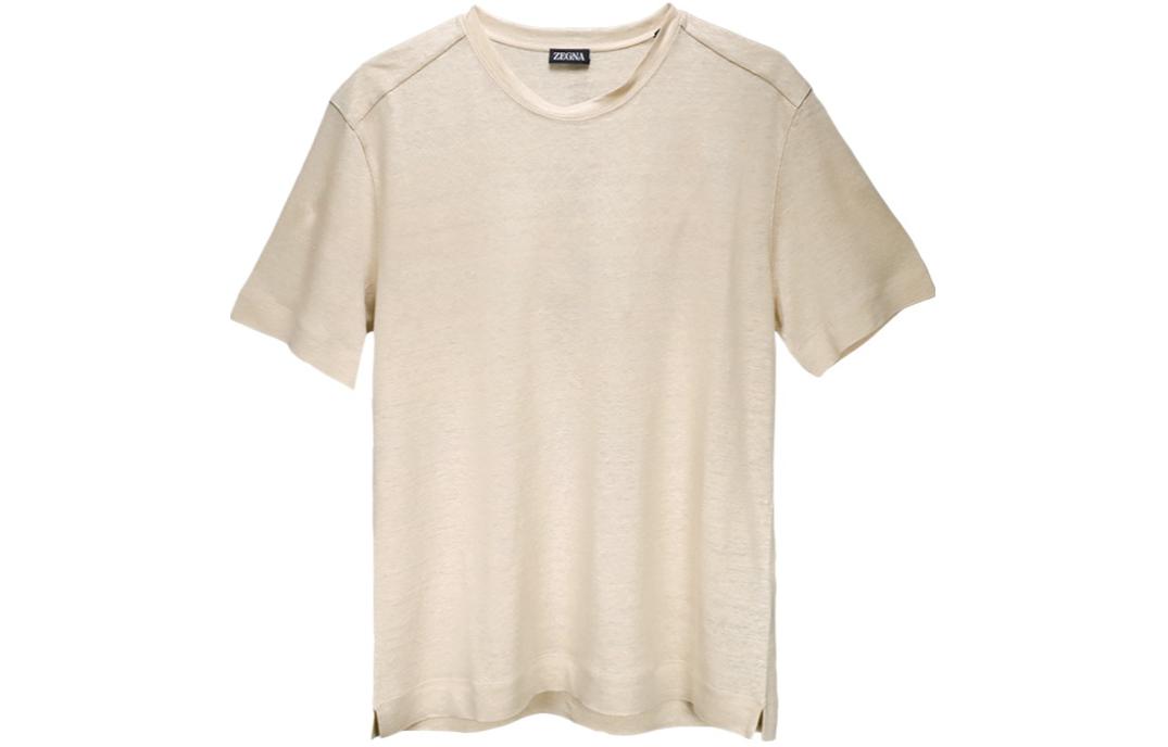 Zegna  Solid Yellow Crew Neck Short Sleeve T-Shirt UD376-A7D783-N03