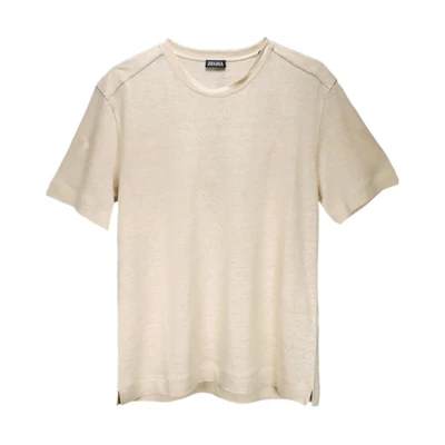 Zegna Solid Yellow Crew Neck Short Sleeve T-Shirt UD376-A7D783-N03
