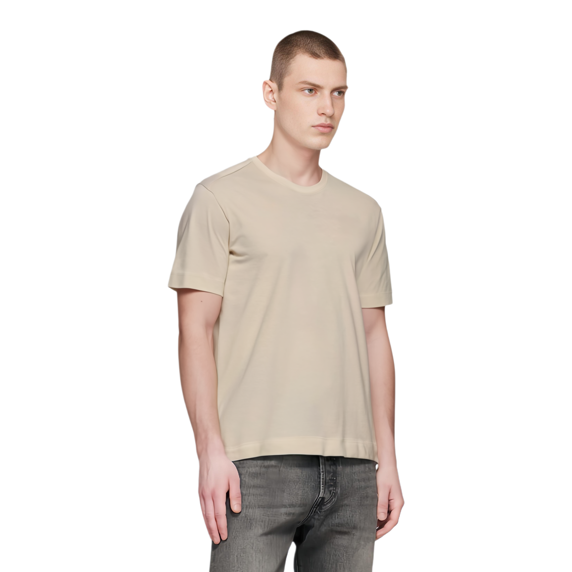 Shop Zegna 純色黃色短袖圓領T恤 UD376-A7D783-N03