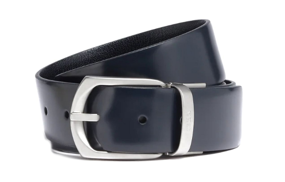 Zegna  Stylish Leather Belt Blue/Black 3.5cm - Casual & Minimalist Design LHCOD-B005AZ-TBN