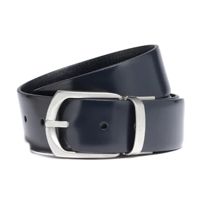 Zegna Stylish Leather Belt Blue/Black 3.5cm - Casual & Minimalist Design LHCOD-B005AZ-TBN