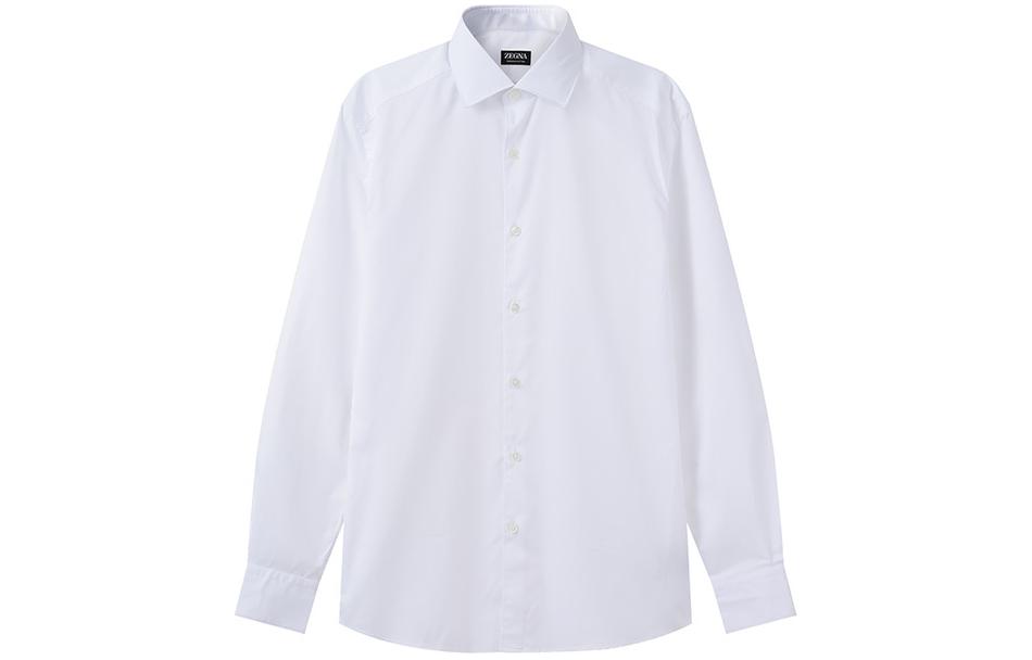 Zegna  White Long-Sleeve Solid Color Button-Up Shirt. UCX20A6-SRF5-001