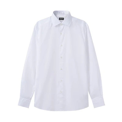 Zegna White Long-Sleeve Solid Color Button-Up Shirt. UCX20A6-SRF5-001