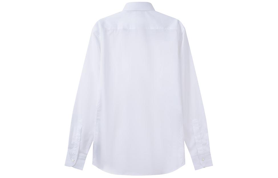 Lookbook ゼニア ホワイト 長袖 無地 ボタンアップ シャツ. UCX20A6-SRF5-001