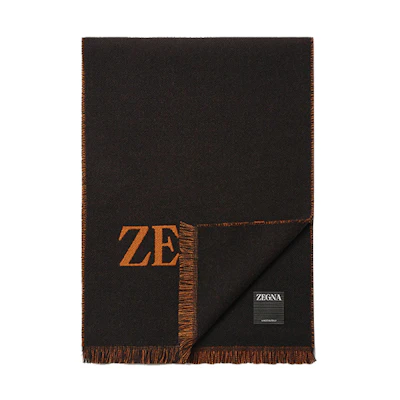 Zegna Wool Knit Scarf with Logo Print. Z4L50S24ABK1