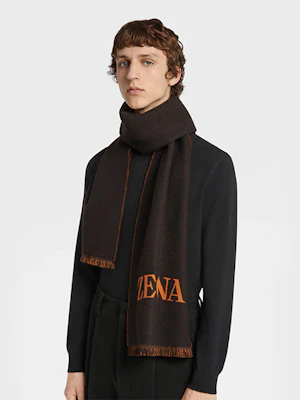 Bufanda de Lana Zegna con Logo Impreso. Z4L50S24ABK1 Lookbook Bufanda de Lana Zegna con Logo Impreso. Z4L50S24ABK1