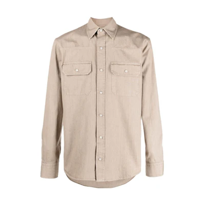 Zegna Beige Solid Color Long Sleeve Shirt for Men UBX14A5STT3