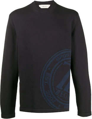 Zegna Black Crewneck Pullover Sweatshirt with Logo VVP85-ZZ118-B09 Buy Zegna Black Crewneck Pullover Sweatshirt with Logo VVP85-ZZ118-B09