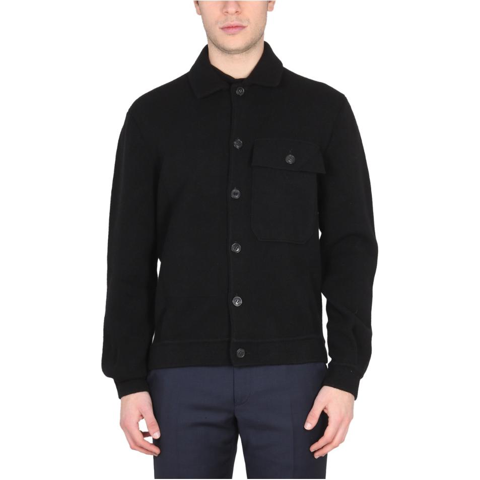 Shop 杰尼亚黑色单排扣修身长袖外套 UAB20145-K09