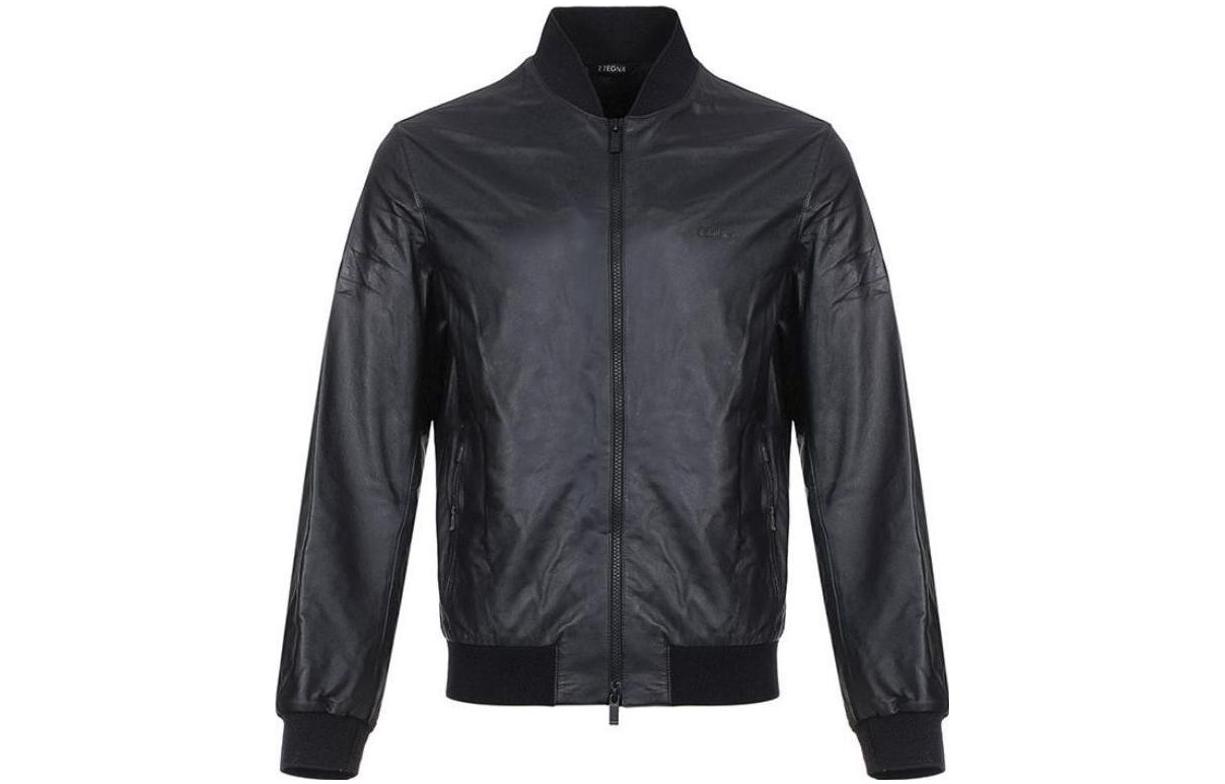 Zegna Black Solid Baseball Collar Long Sleeve Jacket VT084-Z933-K09