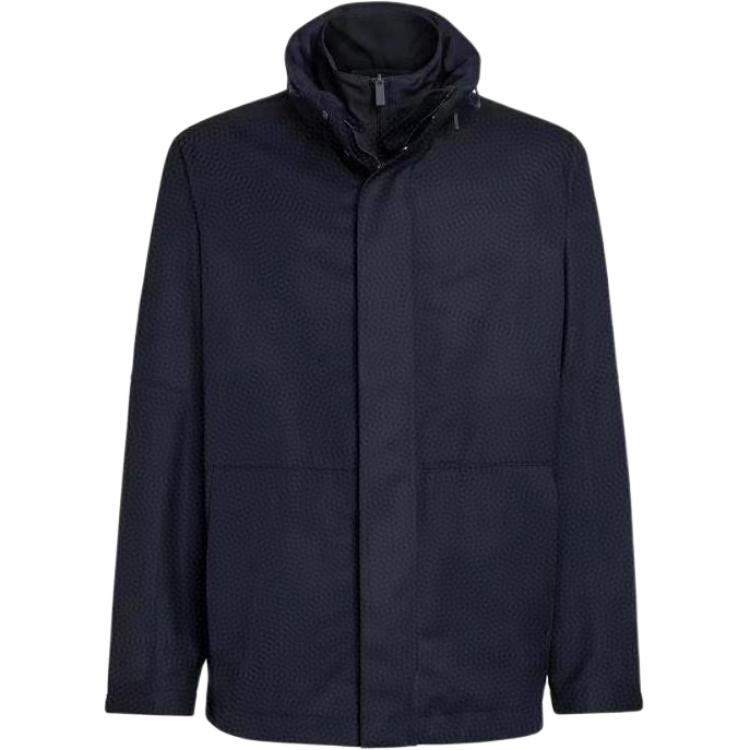 Zegna Black Solid Color Zip-Up High-Neck Jacket UWT24-W205P-BLACK