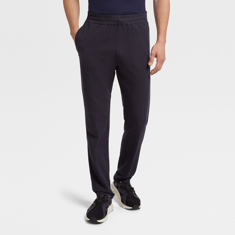 Purchase Zegna 經典抽繩純色針織休閒長褲 海軍藍 V8451-ZZP16-B09