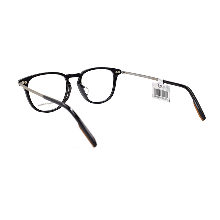 Shop Zegna 男士精英商務橢圓眼鏡框 - 黑銀色 EZ5224-D 005