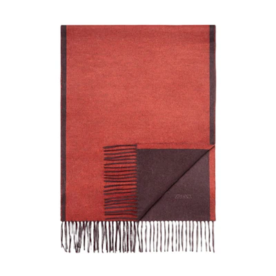 Zegna Embroidered Wool Scarf Unisex Red E8L21S-24B-BU1