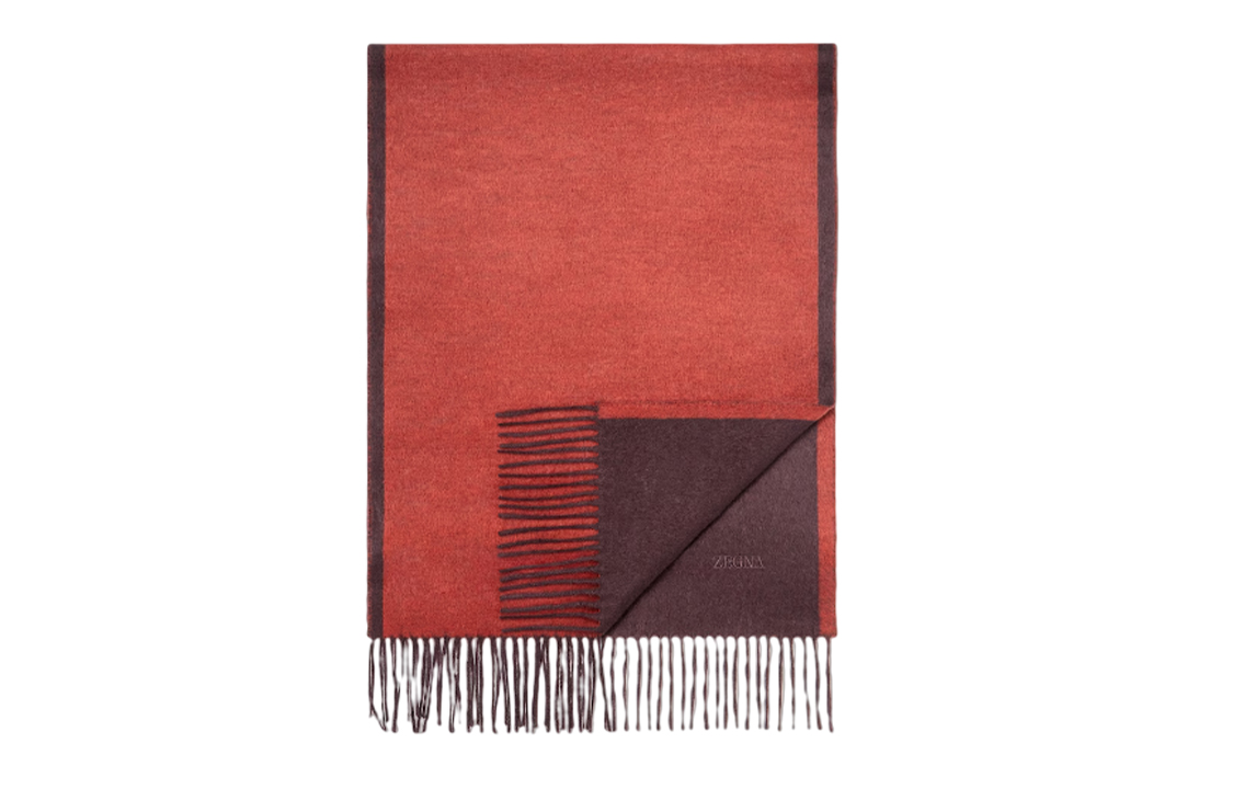 Zegna Embroidered Wool Scarf Unisex Red E8L21S-24B-BU1 圖 2