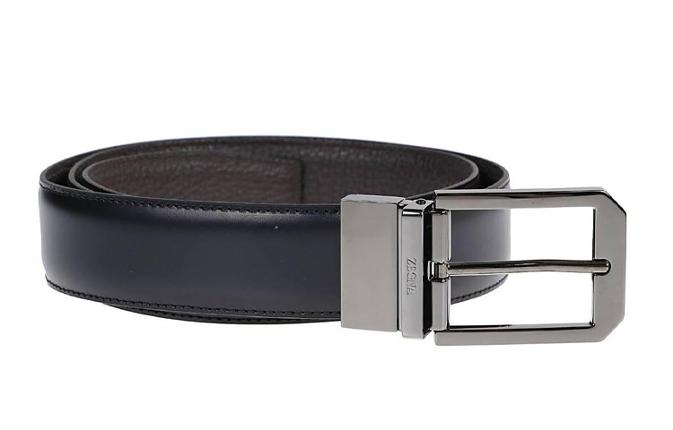 Lookbook Zegna 雕刻Logo扣環皮帶 男女情侶款 藍色 3.5cm宽 B011RZLHAVGTBT