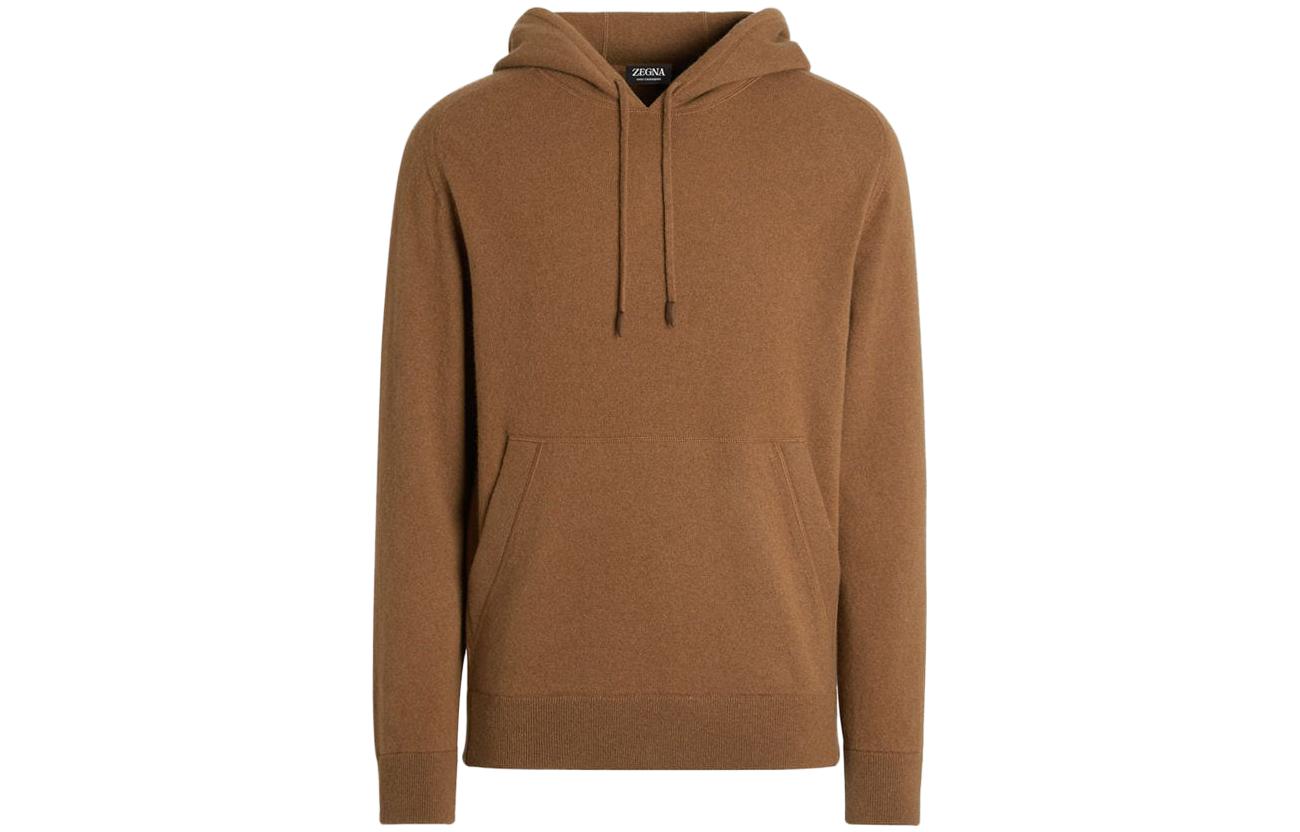 Zegna Foliage Oasi Cashmere Hoodie Brown  Pullover Long Sleeve Sweatshirt. E8K10-178-N95