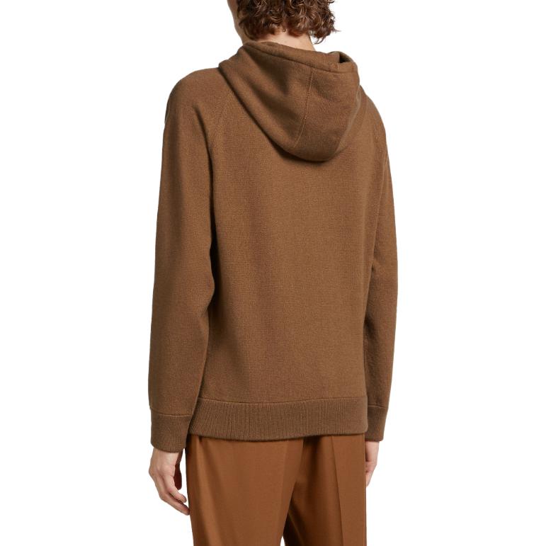 Shop Zegna 棕色Foliage Oasi羊絨連帽長袖套頭衫。 E8K10-178-N95