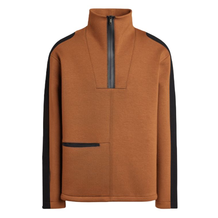 Zegna Functional Half-Zip Mock Neck Fitted Sports Jacket Llama Brown VZ410-ZZJ862-VJC