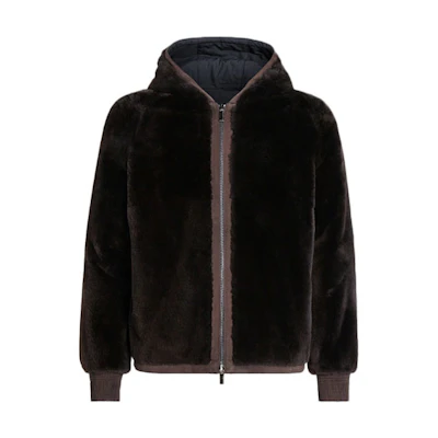 Zegna FW21 Double-Sided Hooded Jacket with High-Tech Fabric. U7T33-LUX1-534