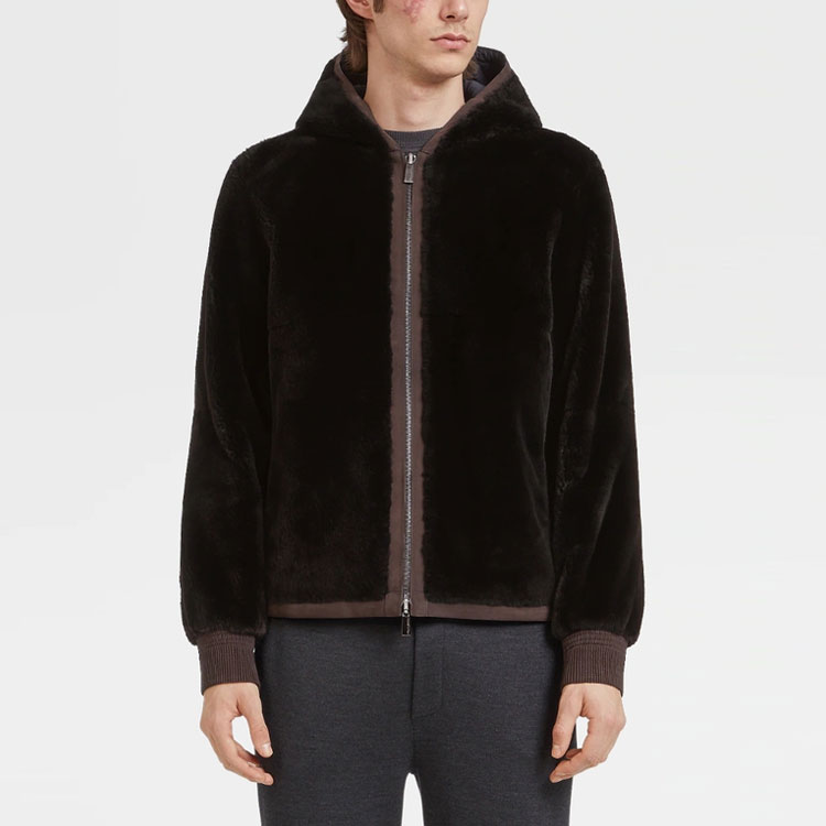 Shop Zegna FW21  Double-Sided Hooded Jacket with High-Tech Fabric. U7T33-LUX1-534