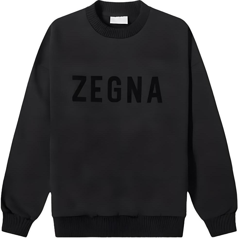 Zegna FW21 Logo Print Pullover Sweatshirt Black () FZ1004-FZJ803-K09