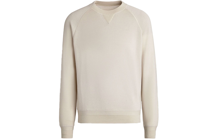 Zegna FW21 Raglan Long Sleeve Crewneck Pullover Sweatshirt Men Off-White UY542-802-N04