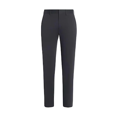 Zegna FW21 Slim Fit Pleated Zip Suit Pants Men Gray Blue U8I03-TR14-384