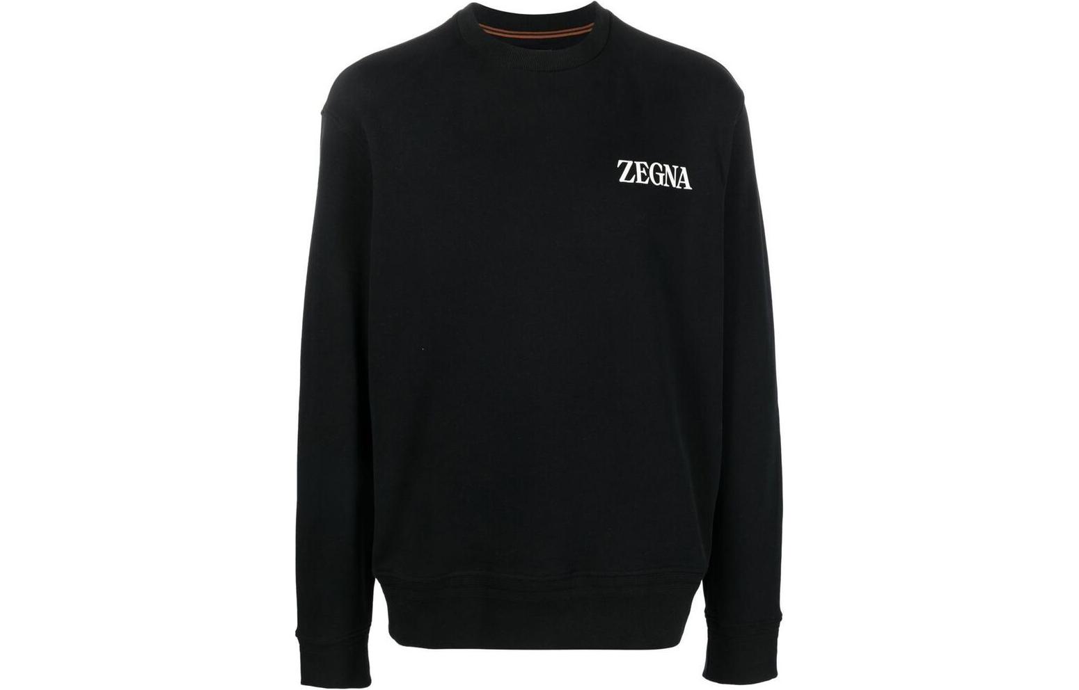 Order Zegna FW22 黑色圓領衛衣帶印花Logo。 UA522ACT872K09