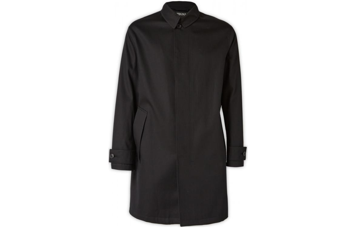 Zegna FW22  Black Solid Color Button-Down Long Sleeve Coat. UAT11A-312001