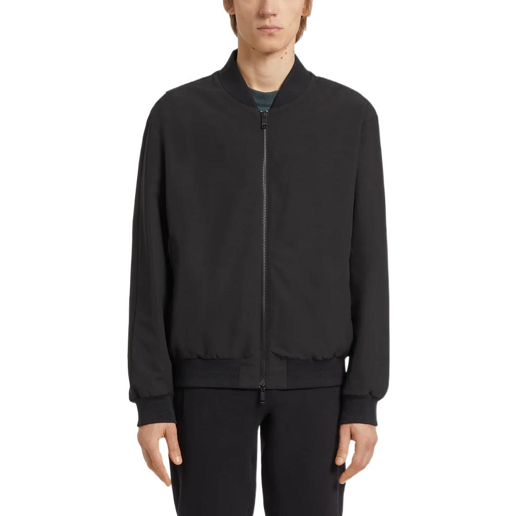 Zegna FW22  Black Solid Color Zip-Up Stand Collar Jacket. UATB1-A410-K09 圖 7