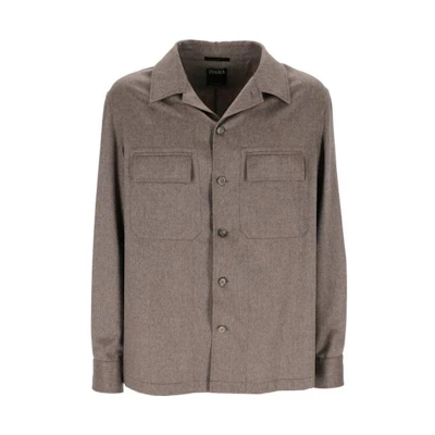 Zegna FW22 Brown Long Sleeve Solid Button-Up Shirt UAV46SOT6-012