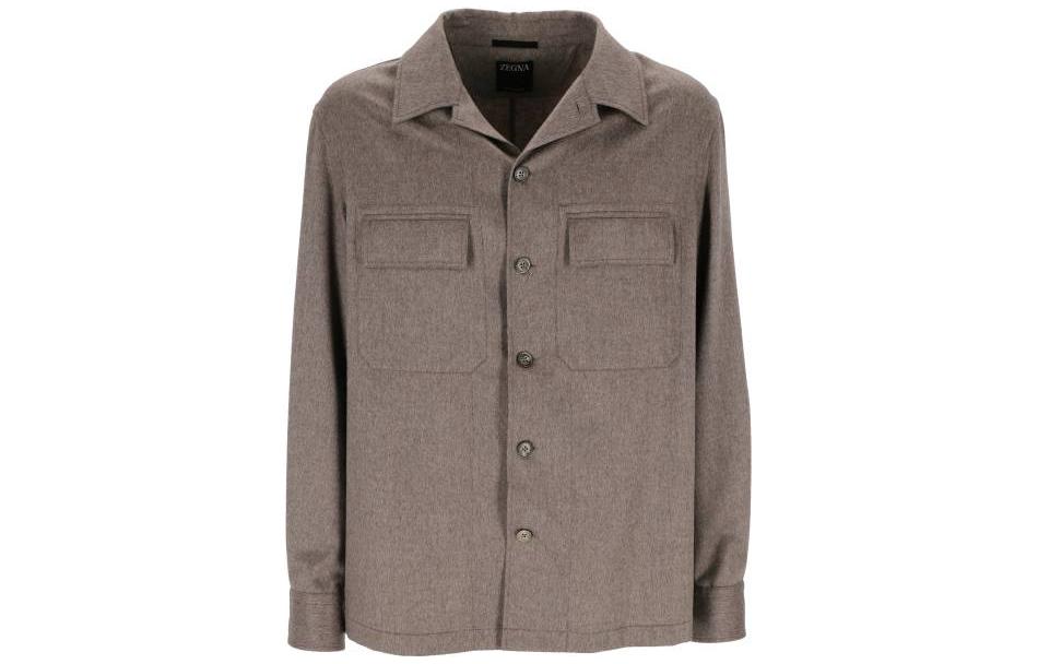 Order Zegna FW22  Brown Long Sleeve Solid Button-Up Shirt UAV46SOT6-012