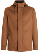 Zegna FW22 Brown Solid Color Drawstring Hooded Jacket UAT427-210155 Zegna FW22 Brown Solid Color Drawstring Hooded Jacket UAT427-210155