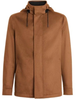 Zegna FW22 Jaket Bertopi Coklat Solid dengan Tali Serut. UAT427-210155 Order Zegna FW22 Jaket Bertopi Coklat Solid dengan Tali Serut. UAT427-210155