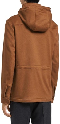 Zegna FW22 Jaket Bertopi Coklat Solid dengan Tali Serut. UAT427-210155 Purchase Zegna FW22 Jaket Bertopi Coklat Solid dengan Tali Serut. UAT427-210155