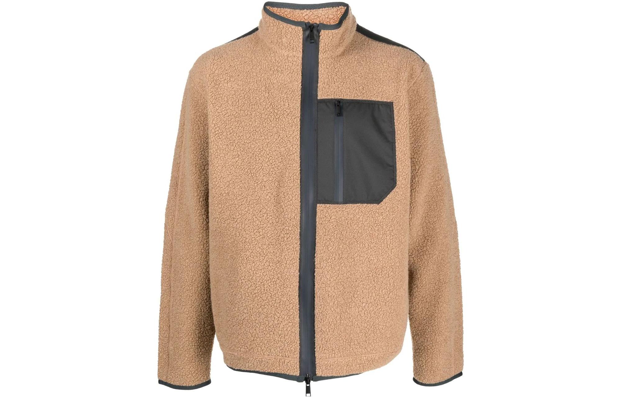 Zegna FW22  Brown Zip Pocket High Neck Jacket UA524ACT-847