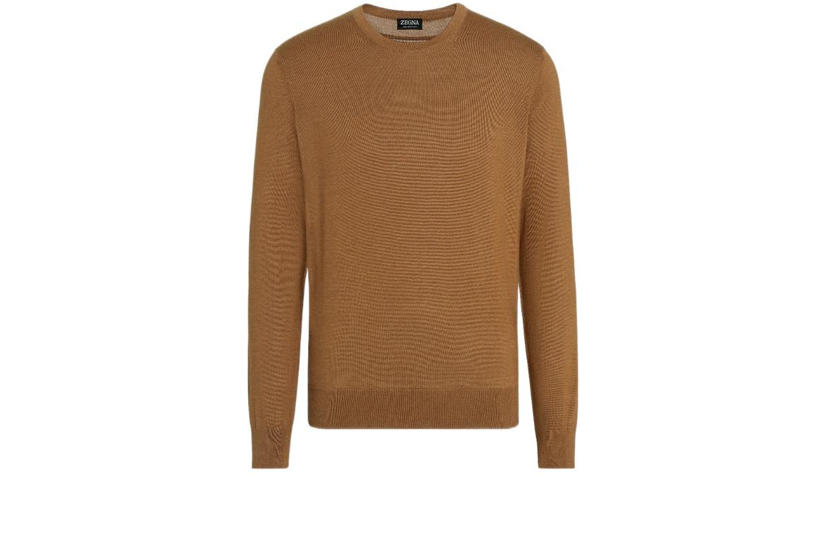 Zegna FW22  Cashmere Blend Crewneck Sweater in Dark Brown. E8J00-110-N95