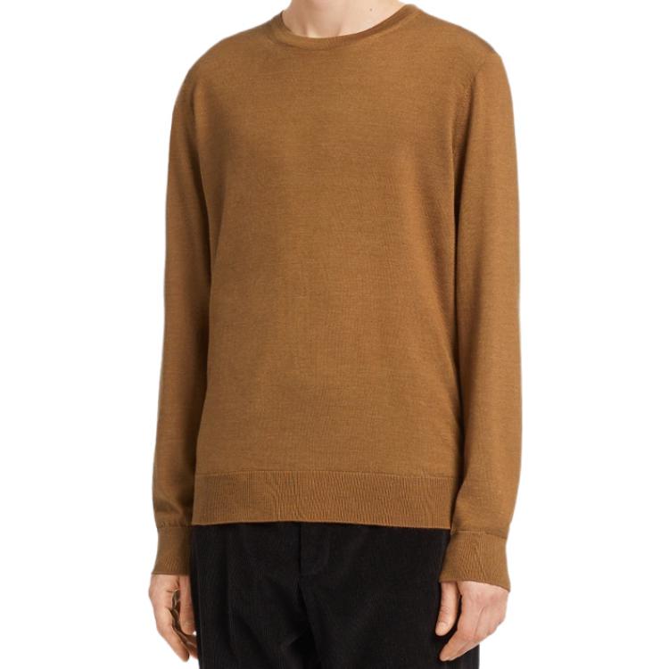 Lookbook Zegna FW22 Suéter Cuello Redondo Mezcla de Cachemira en Marrón Oscuro. E8J00-110-N95