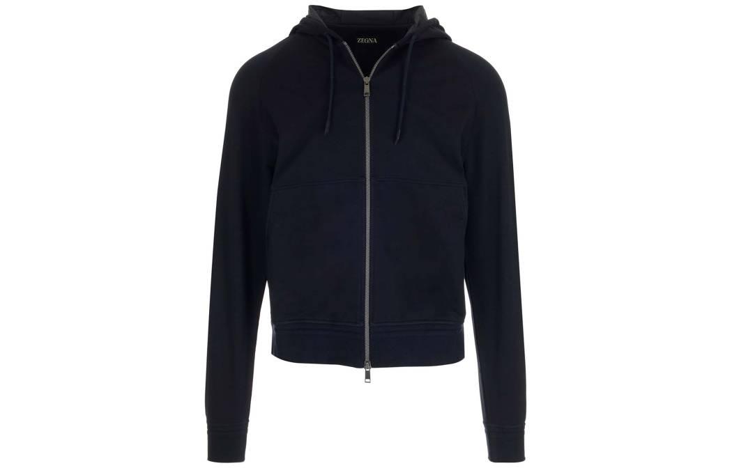 Zegna FW22  Full-Zip Hoodie Navy Blue UA553A859-B09