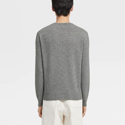 Zegna 灰色純色針織圓領長袖毛衣 FW22. E8K10-110-K95 Shop Zegna 灰色純色針織圓領長袖毛衣 FW22. E8K10-110-K95