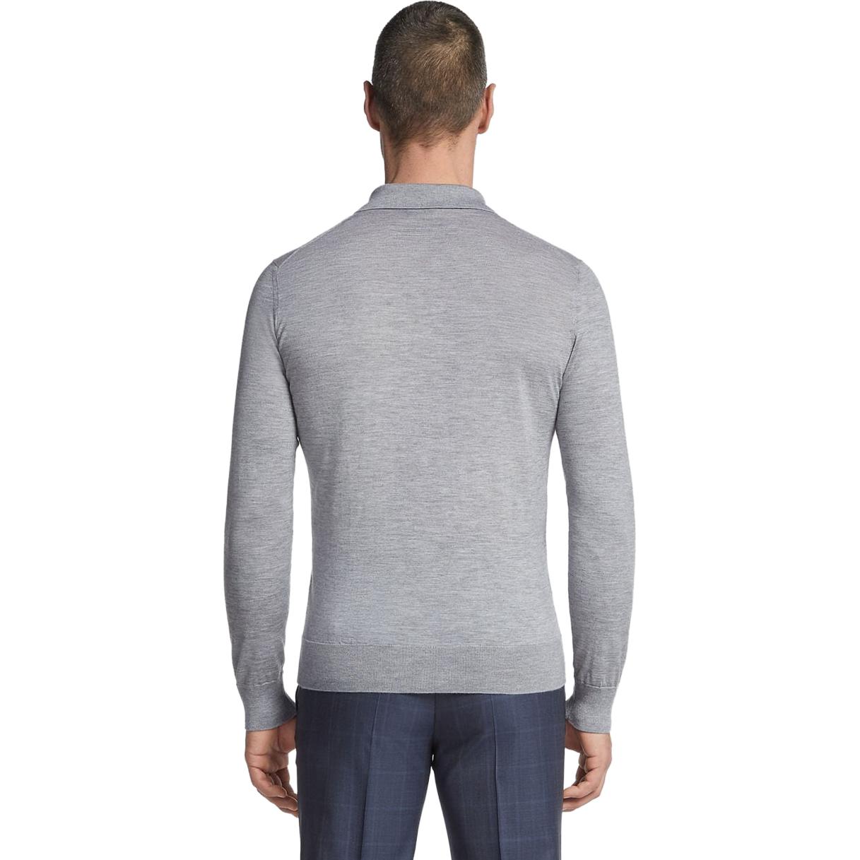 Sizing Zegna FW22 灰色長袖休閒款針織 Polo 衫。 E8J00132-K95