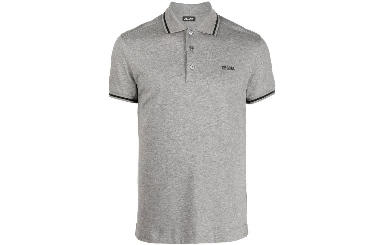 Zegna FW22  Grey Straight-Cut Polo Shirt with Embroidered Logo. UA358A746-K95 圖 2