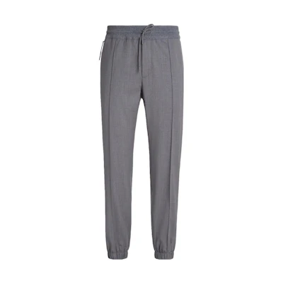 Zegna FW22 Grey Wool Knit Jogger Pants with Adjustable Hem. E8I01-TT20-007
