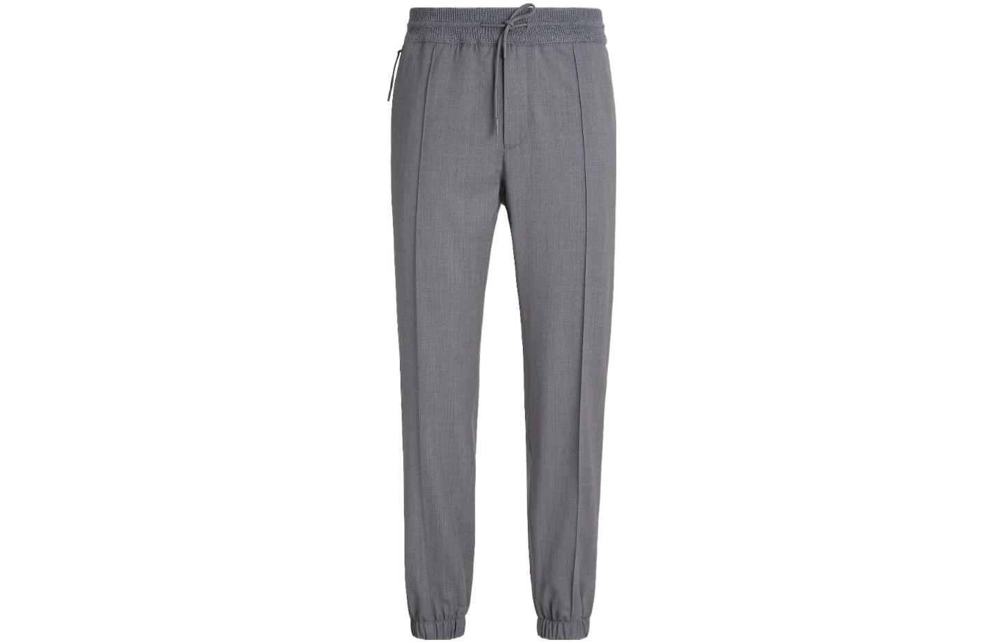 Order Zegna 2022秋冬灰色羊毛針織慢跑褲可調節褲腳。 E8I01-TT20-007