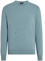 Zegna FW22 Light Sky Blue Cashmere Crewneck Sweater. UAK10-110-A95 Zegna FW22 Light Sky Blue Cashmere Crewneck Sweater. UAK10-110-A95